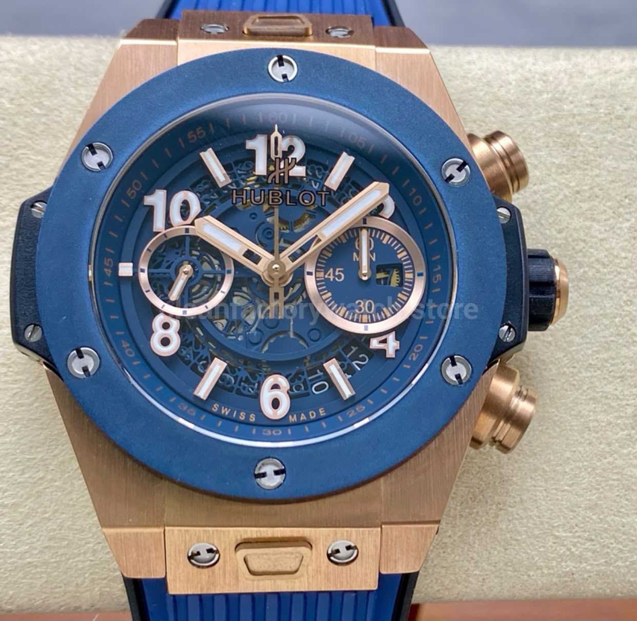 HB Factory Hublot Big Bang Unico 421.OL.5180.RX 45mm Rose Gold Rubber Strap Skeletonized Blue Dial (7) HB Factory Hublot Big Bang Unico 421.OL.5180.RX 45mm Rose Gold Rubber Strap Skeletonized Blue Dial - Image 1