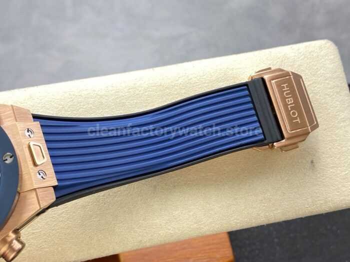 HB Factory Hublot Big Bang Unico 421.OL.5180.RX 45mm Rose Gold Rubber Strap Skeletonized Blue Dial - Image 7