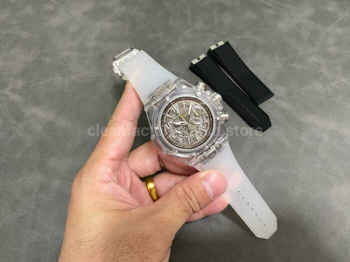 HB Factory Hublot Big Bang Unico 411.JX.4802.RT 45mm Synthetic Crystal Rubber Strap Skeletonized Dial - Image 4