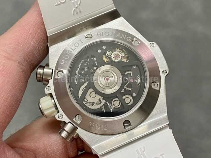 HB Factory Hublot Big Bang Unico 45mm White White Rubber Strap Ceramic Bezel White Skeletonized Dial - Image 7