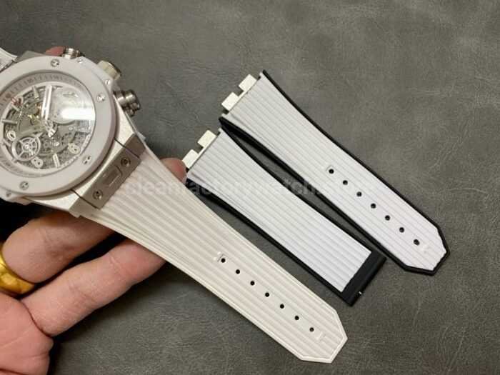 HB Factory Hublot Big Bang Unico 45mm White White Rubber Strap Ceramic Bezel White Skeletonized Dial - Image 9