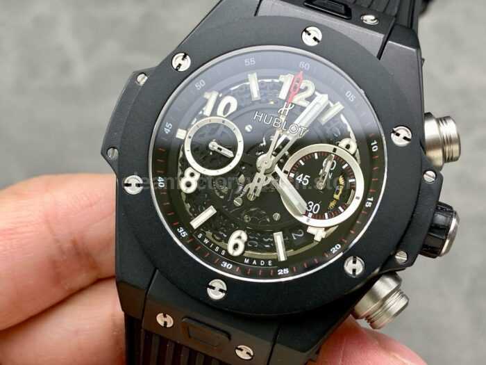HB Factory Hublot Big Bang Unico 411.CI.1170.RX 45mm Black Ceramics Black Rubber Strap Black Skeletonized Dial - Image 3
