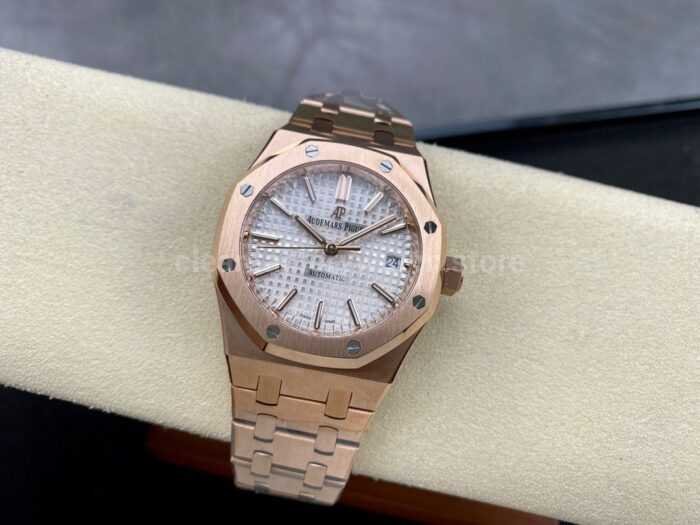 IPF Factory Audemars Piguet Royal Oak 15450OR.OO.1256OR.01 37mm Rose Gold Silver Dial - Image 4