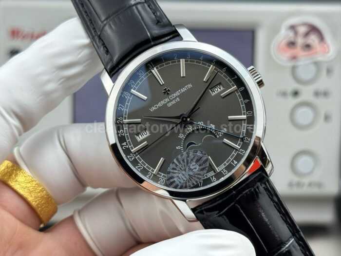 MKS Factory Vacheron Constantin Traditionnelle Complete Calendar 4010T/000G-B740 41mm White Gold Leather Strap Grey Dial - Image 4