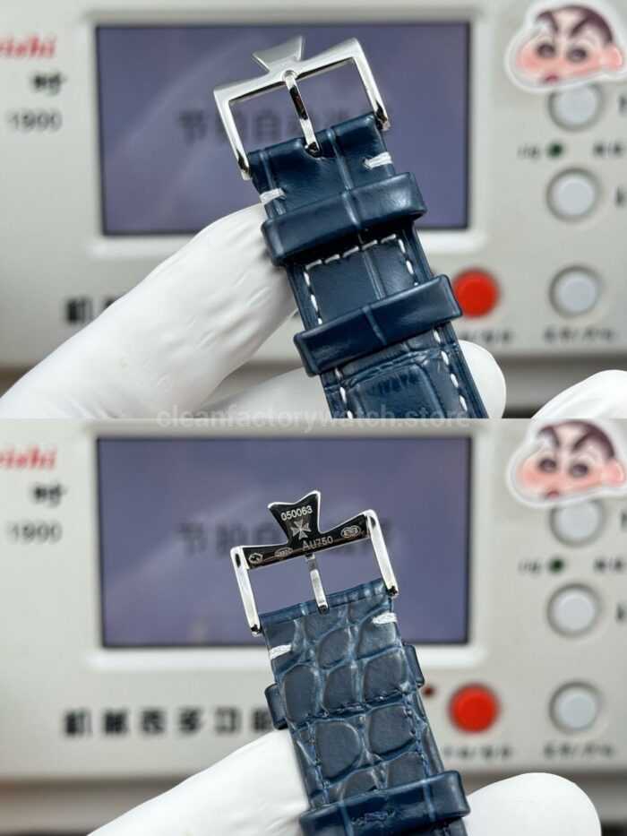 MKS Factory Vacheron Constantin Traditionnelle Complete Calendar 4010T/000P-B345 41mm White Gold Blue Leather Strap Silver Dial - Image 9