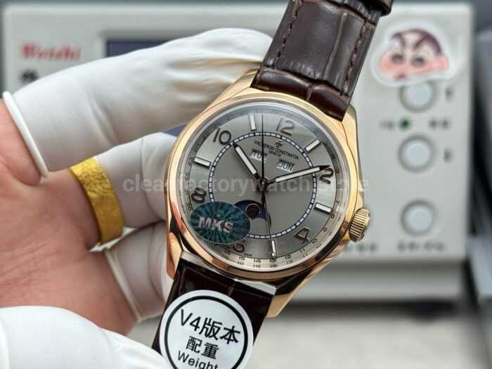 MKS Factory Vacheron Constantin Fiftysix 4000E/000R-B438 40mm Rose Gold Brown Leather Strap Arabic Numerals Gray Dial - Image 4