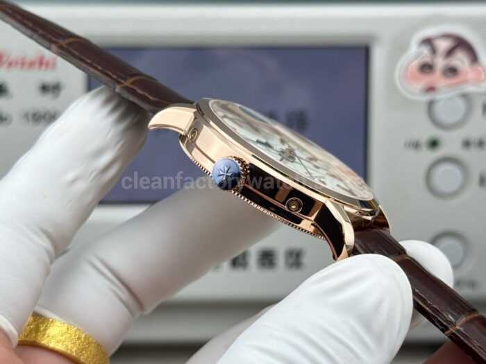 MKS Factory Vacheron Constantin Traditionnelle Complete Calendar 4010T/000R-B344 41mm Rose Gold Brown Leather Strap Silver Dial - Image 7