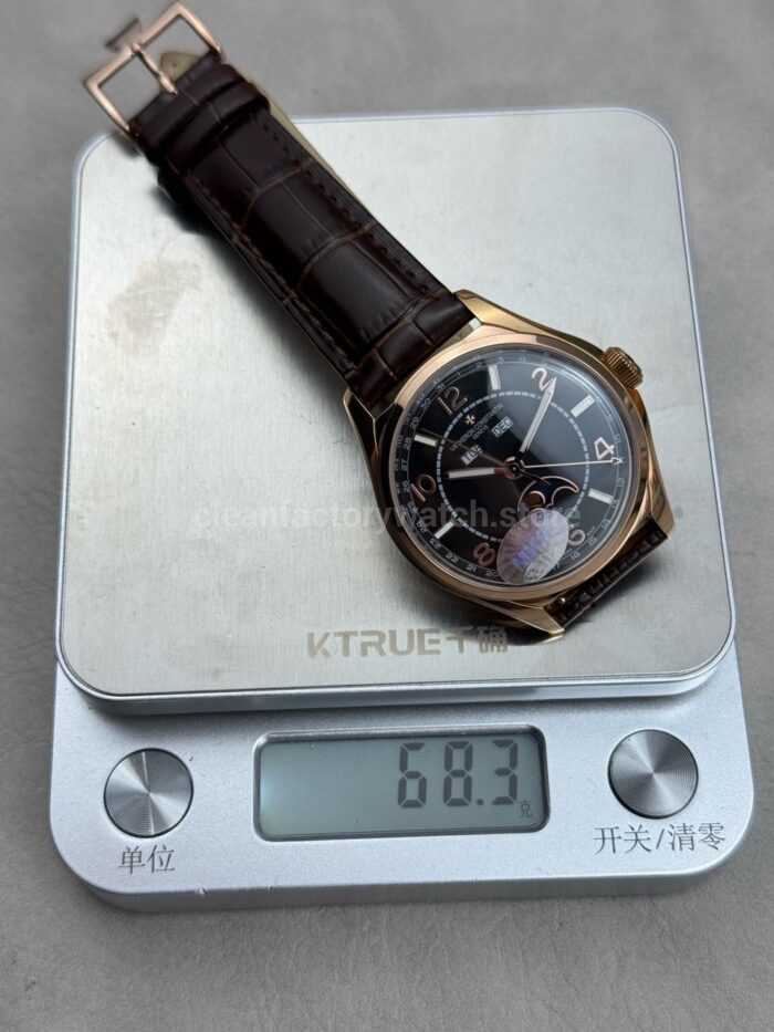 MKS Factory Vacheron Constantin Fiftysix 4000E/000R-B065 40mm Rose Gold Leather Strap Arabic Numerals Black Dial - Image 8