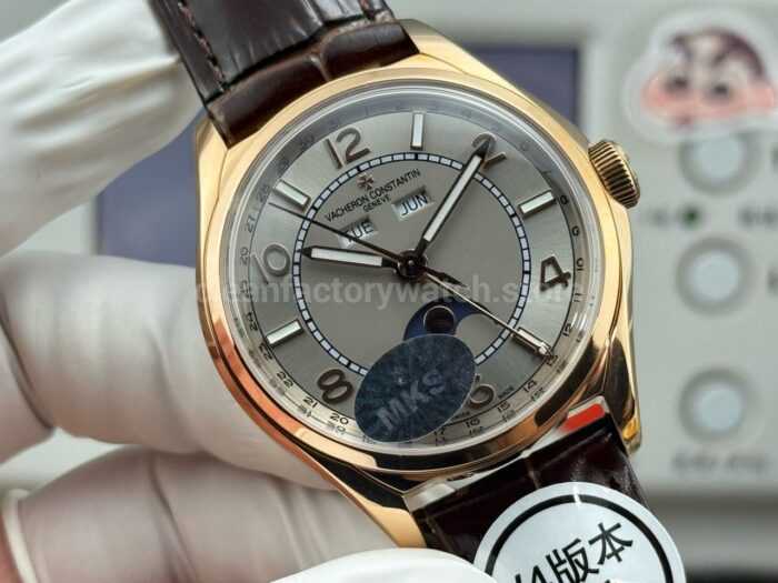 MKS Factory Vacheron Constantin Fiftysix 4000E/000R-B438 40mm Rose Gold Brown Leather Strap Arabic Numerals Gray Dial - Image 2