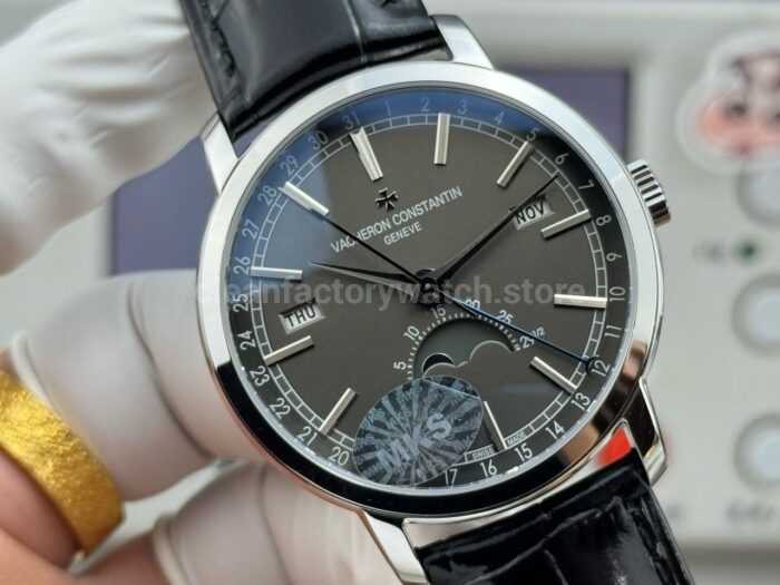 MKS Factory Vacheron Constantin Traditionnelle Complete Calendar 4010T/000G-B740 41mm White Gold Leather Strap Grey Dial - Image 2