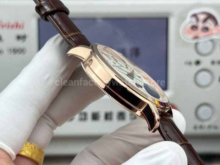 MKS Factory Vacheron Constantin Traditionnelle Complete Calendar 4010T/000R-B344 41mm Rose Gold Brown Leather Strap Silver Dial - Image 6