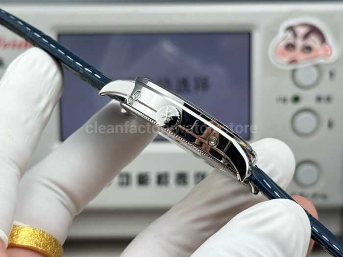 MKS Factory Vacheron Constantin Traditionnelle Complete Calendar 4010T/000P-B345 41mm White Gold Blue Leather Strap Silver Dial - Image 7