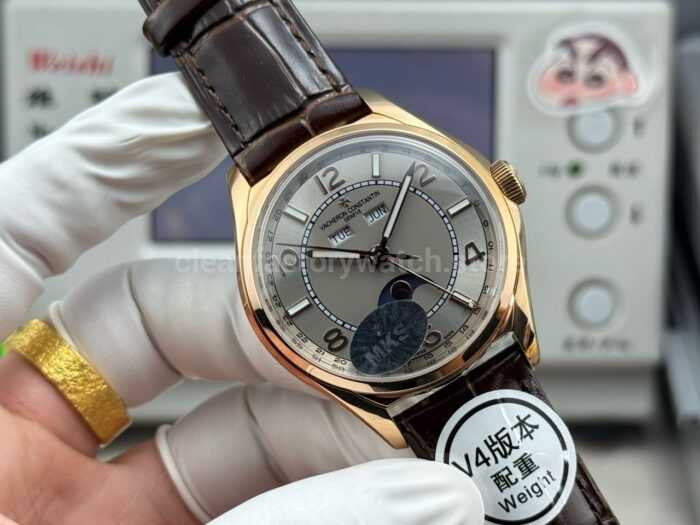 MKS Factory Vacheron Constantin Fiftysix 4000E/000R-B438 40mm Rose Gold Brown Leather Strap Arabic Numerals Gray Dial - Image 3