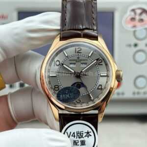 MKS Factory Vacheron Constantin Fiftysix 4000E/000R-B438 40mm Rose Gold Brown Leather Strap Arabic Numerals Silver Dial