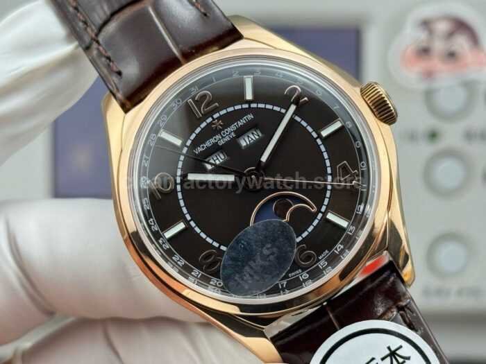 MKS Factory Vacheron Constantin Fiftysix 4000E 40mm Rose Gold Leather Strap Arabic Numerals Black Dial - Image 2