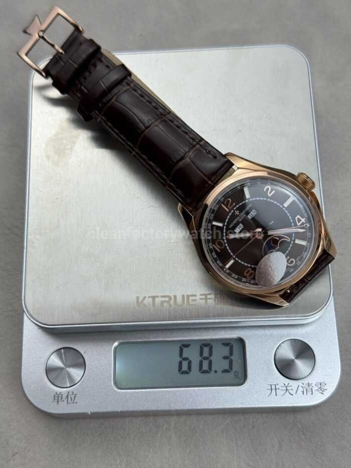 MKS Factory Vacheron Constantin Fiftysix 4000E 40mm Rose Gold Leather Strap Arabic Numerals Black Dial - Image 9