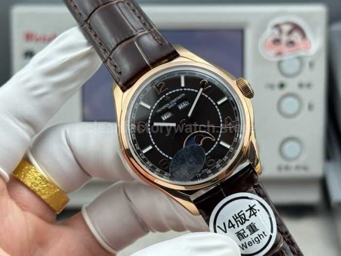 MKS Factory Vacheron Constantin Fiftysix 4000E 40mm Rose Gold Leather Strap Arabic Numerals Black Dial - Image 3
