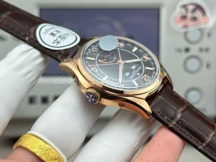 MKS Factory Vacheron Constantin Fiftysix 4000E 40mm Rose Gold Leather Strap Arabic Numerals Black Dial - Image 5