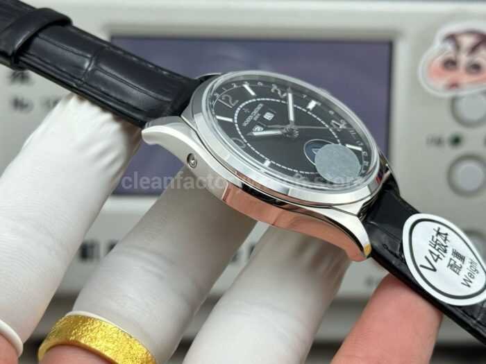 MKS Factory Vacheron Constantin Fiftysix 4000E 40mm Steel Leather Strap Arabic Numerals Black Dial - Image 4