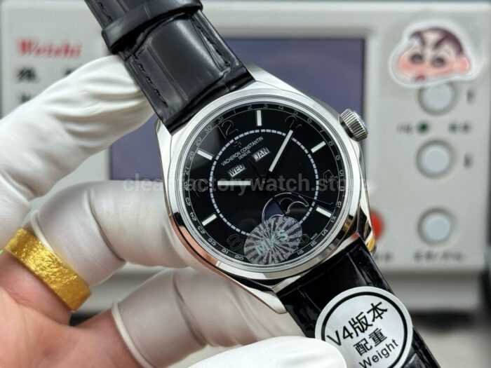 MKS Factory Vacheron Constantin Fiftysix 4000E 40mm Steel Leather Strap Arabic Numerals Black Dial - Image 3