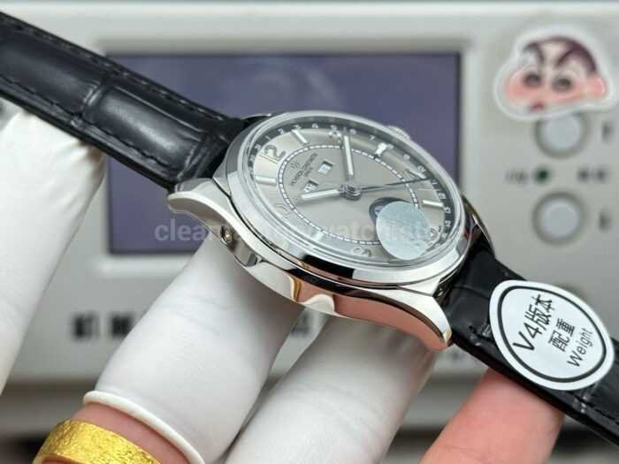 MKS Factory Vacheron Constantin Fiftysix 4000E 40mm Steel Leather Strap Arabic Numerals Grey Dial - Image 5