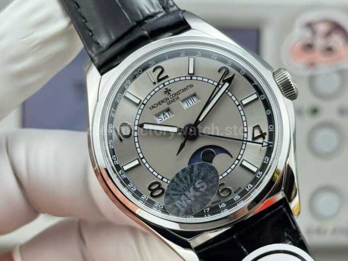 MKS Factory Vacheron Constantin Fiftysix 4000E 40mm Steel Leather Strap Arabic Numerals Grey Dial - Image 2