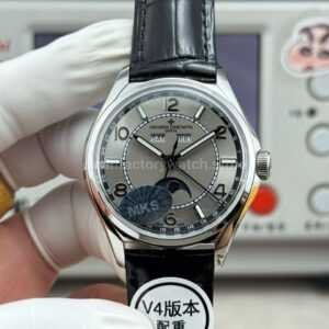 MKS Factory Vacheron Constantin Fiftysix 4000E 40mm Steel Leather Strap Arabic Numerals Grey Dial