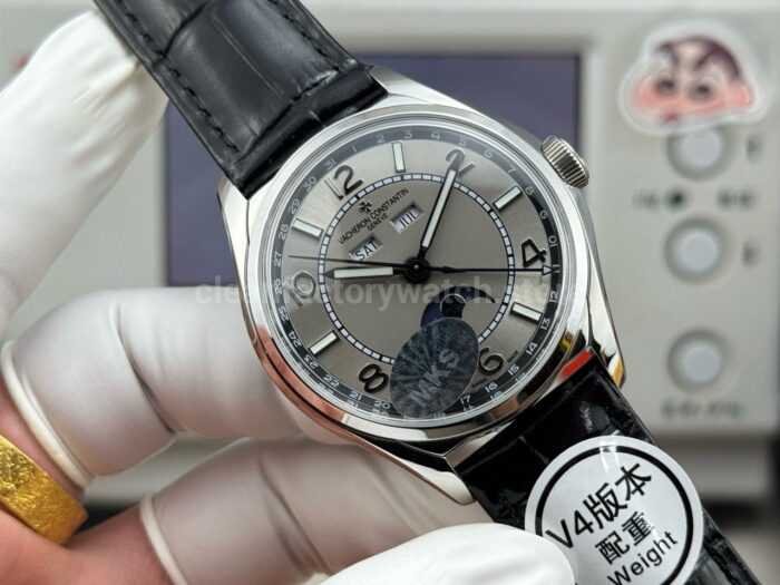 MKS Factory Vacheron Constantin Fiftysix 4000E 40mm Steel Leather Strap Arabic Numerals Grey Dial - Image 3