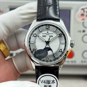 MKS Factory Vacheron Constantin Fiftysix 4000E/000A-B439 40mm Steel Leather Strap Arabic Numerals Silver Dial