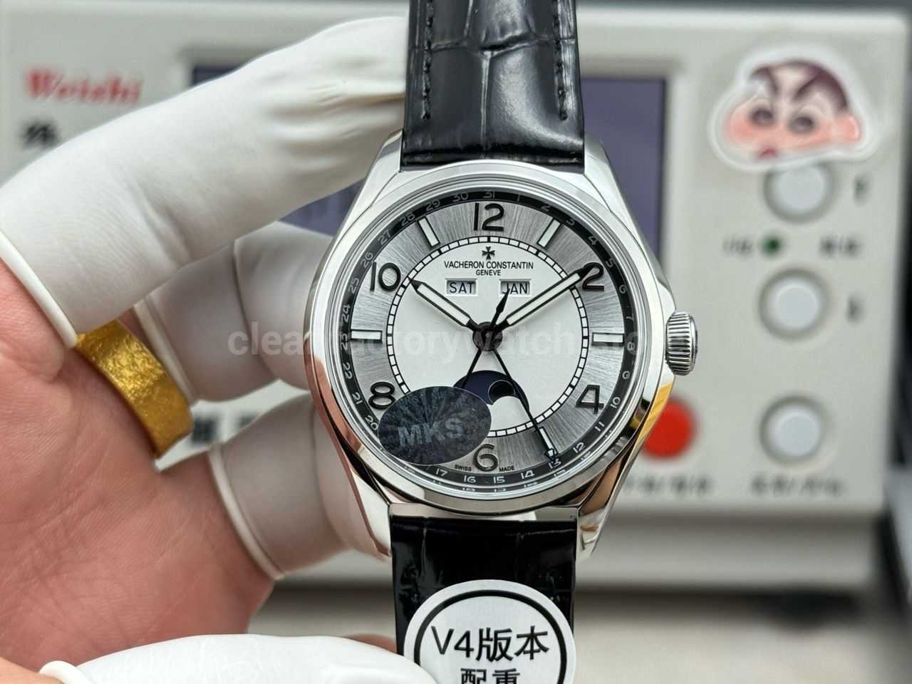 MKS Factory Vacheron Constantin Fiftysix 4000E/000A-B439 40mm Steel Leather Strap Arabic Numerals Silver Dial