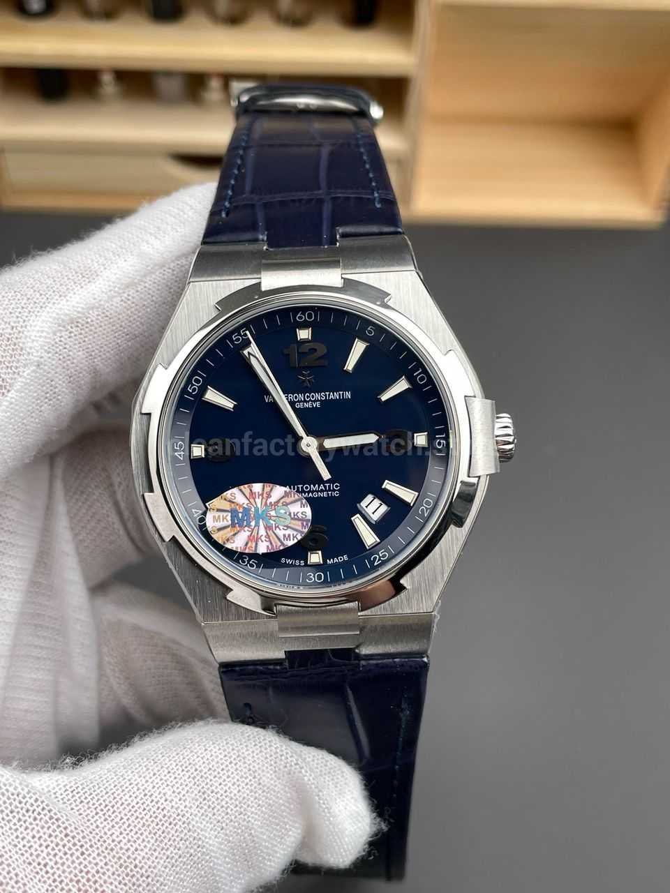 MKS Factory Vacheron Constantin Overseas 47040/000A-9008 Leather Strap Arabic Numerals Blue Dial