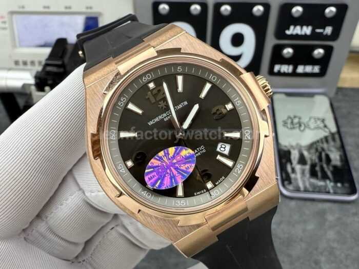 MKS Factory Vacheron Constantin Overseas 47040/000R-9666 Rose Gold Rubber Strap Arabic Numerals Brown Dial - Image 2
