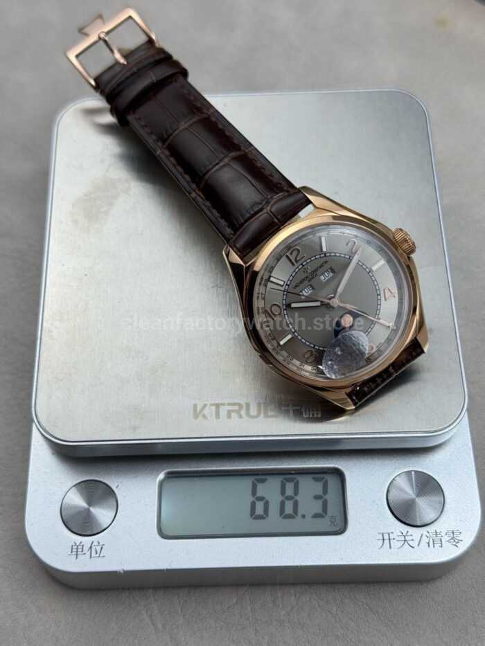 MKS Factory Vacheron Constantin Fiftysix 4000E/000R-B438 40mm Rose Gold Brown Leather Strap Arabic Numerals Gray Dial - Image 9