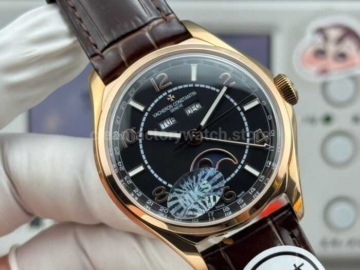 MKS Factory Vacheron Constantin Fiftysix 4000E/000R-B065 40mm Rose Gold Leather Strap Arabic Numerals Black Dial - Image 2