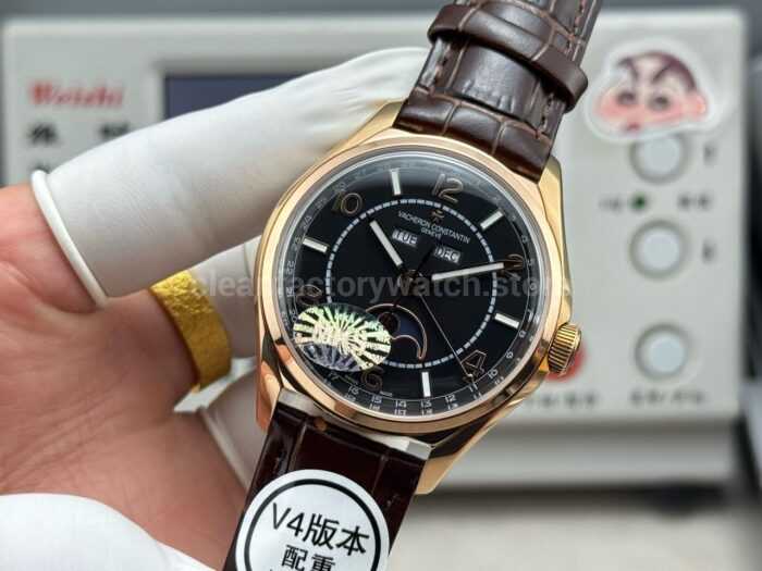 MKS Factory Vacheron Constantin Fiftysix 4000E/000R-B065 40mm Rose Gold Leather Strap Arabic Numerals Black Dial - Image 4