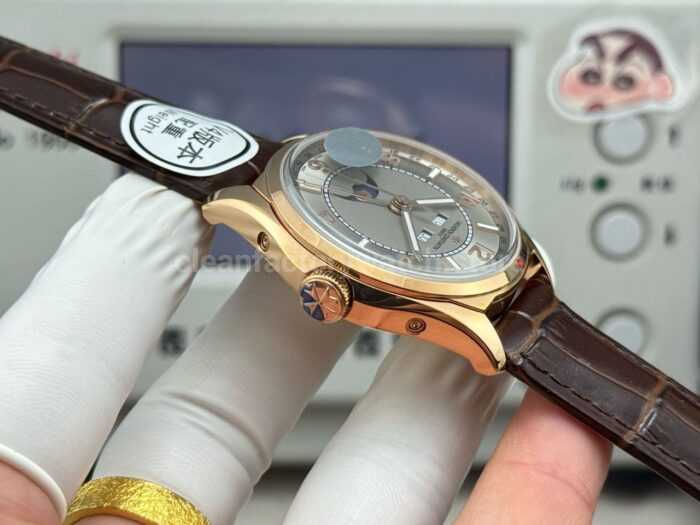 MKS Factory Vacheron Constantin Fiftysix 4000E/000R-B438 40mm Rose Gold Brown Leather Strap Arabic Numerals Gray Dial - Image 6