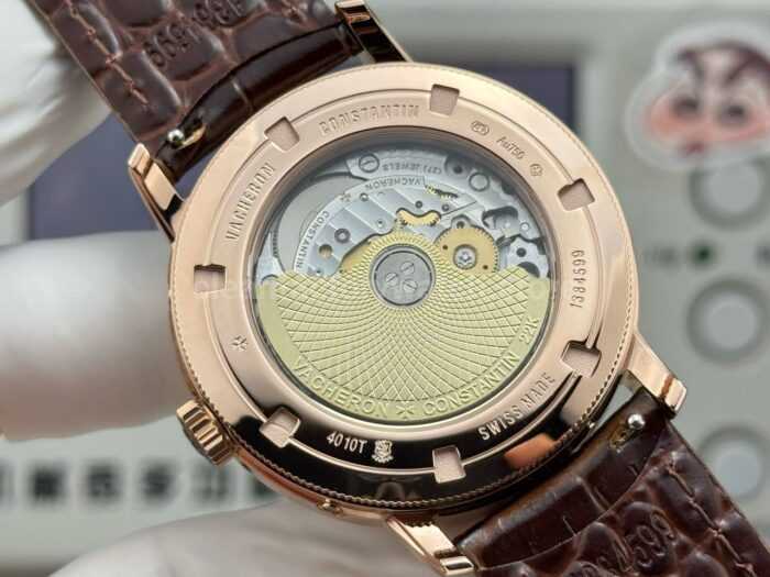 MKS Factory Vacheron Constantin Traditionnelle Complete Calendar 4010T/000R-B344 41mm Rose Gold Brown Leather Strap Silver Dial - Image 8