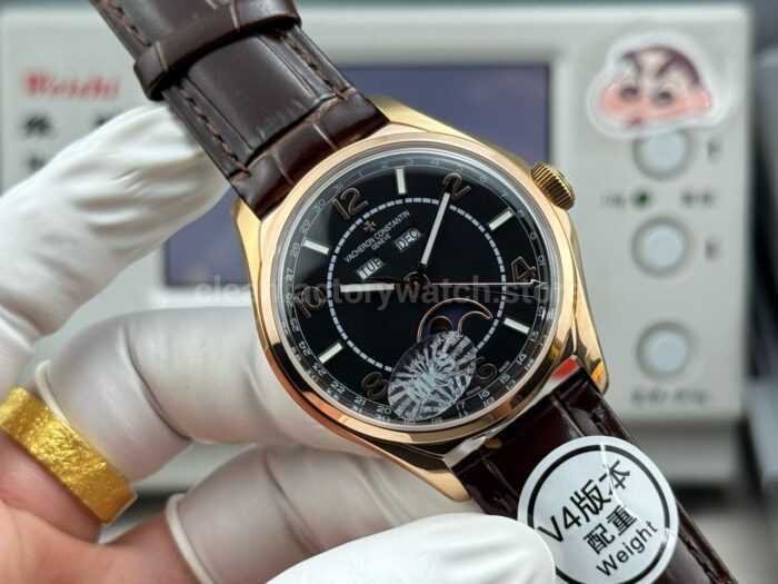 MKS Factory Vacheron Constantin Fiftysix 4000E/000R-B065 40mm Rose Gold Leather Strap Arabic Numerals Black Dial - Image 3