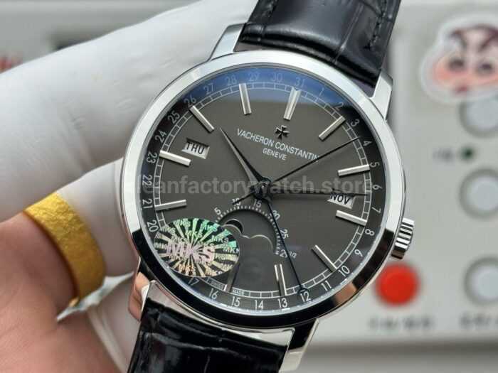 MKS Factory Vacheron Constantin Traditionnelle Complete Calendar 4010T/000G-B740 41mm White Gold Leather Strap Grey Dial - Image 3