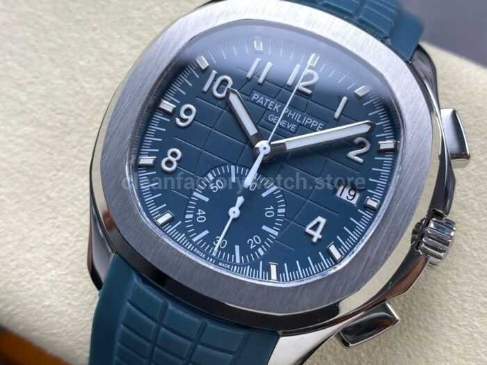 MMA Factory Patek Philippe Aquanaut 5968G-001 42.2mm White Gold Blue Rubber Strap Light Blue Dial - Image 3