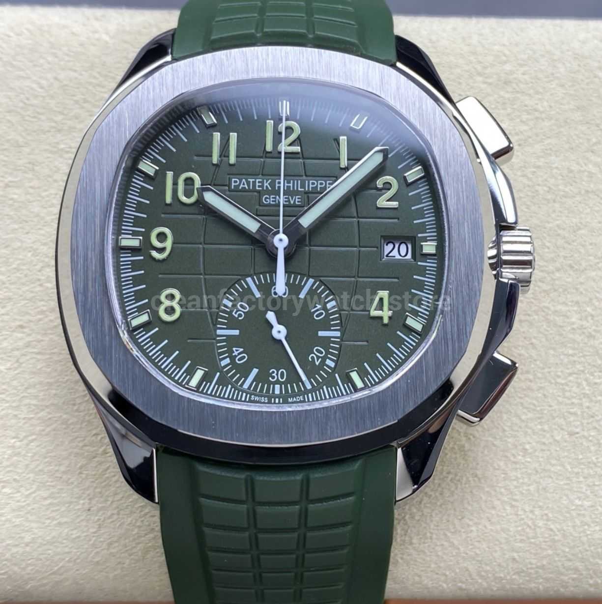 MMA Factory Patek Philippe Aquanaut 5968G 010 42.2mm White Gold Green Rubber Strap Green Dial (11) MMA Factory Patek Philippe Aquanaut 5968G-010 42.2mm White Gold Green Rubber Strap Green Dial - Image 1