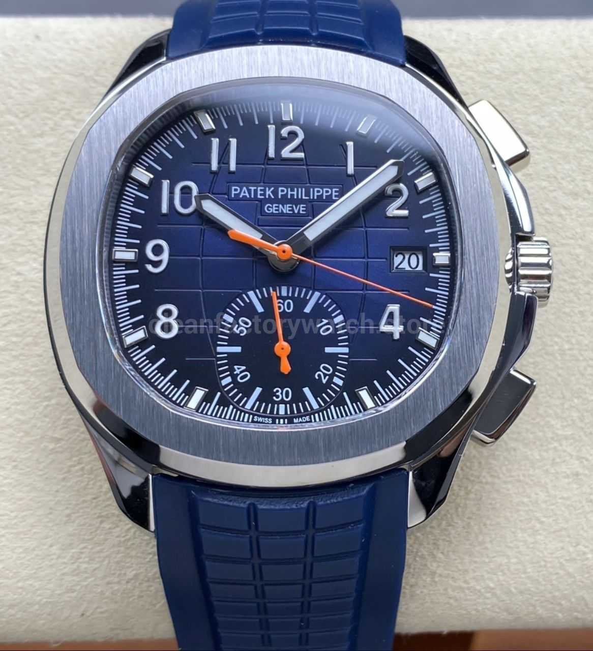 MMA Factory Patek Philippe Aquanaut 5968G 42.2mm White Gold Blue Rubber Strap Arabic Numerals Blue Dial
