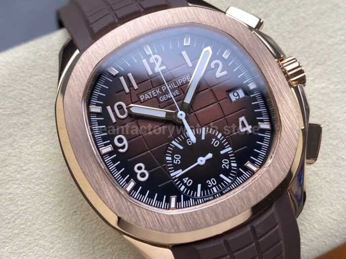 MMA Factory Patek Philippe Aquanaut 5968R-0001 42.2mm Rose Gold Brown Rubber Strap Arabic Numerals Brown Dial - Image 2