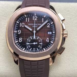 MMA Factory Patek Philippe Aquanaut 5968R-0001 42.2mm Rose Gold Brown Rubber Strap Arabic Numerals Brown Dial