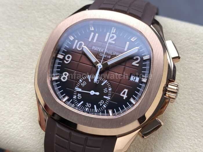 MMA Factory Patek Philippe Aquanaut 5968R-0001 42.2mm Rose Gold Brown Rubber Strap Arabic Numerals Brown Dial - Image 3