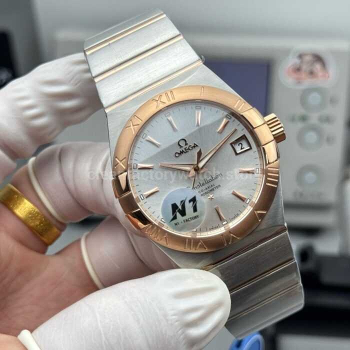 N1 Factory Omega Constellation 123.20.38.21.02.001 38mm Half Rose Gold Silver Dial - Image 4