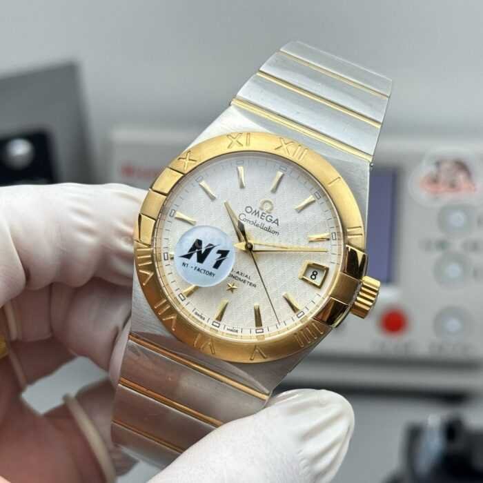 N1 Factory Omega Constellation 123.20.38.21.02.008 38mm Half Rose Gold Silver Dial - Image 5