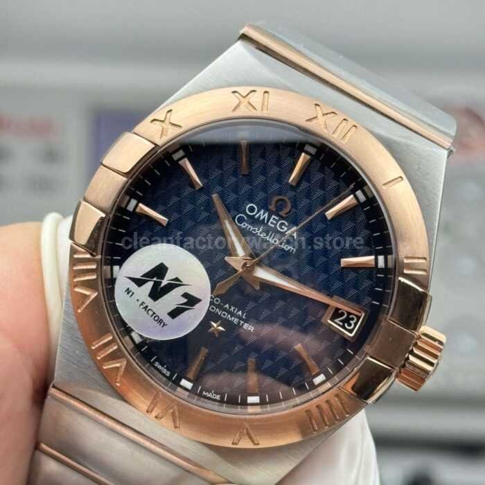 N1 Factory Omega Constellation 123.20.38.21.03.001 38mm Half Rose Gold Blue Dial - Image 3