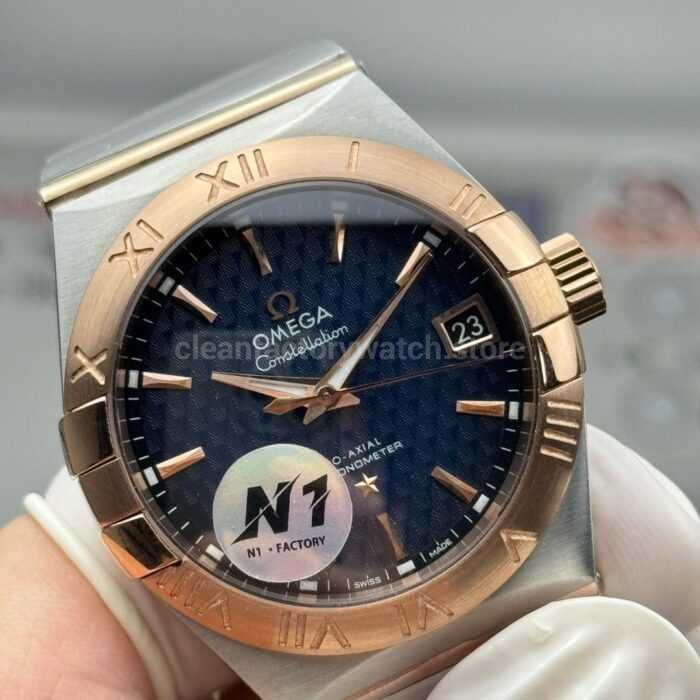 N1 Factory Omega Constellation 123.20.38.21.03.001 38mm Half Rose Gold Blue Dial - Image 2
