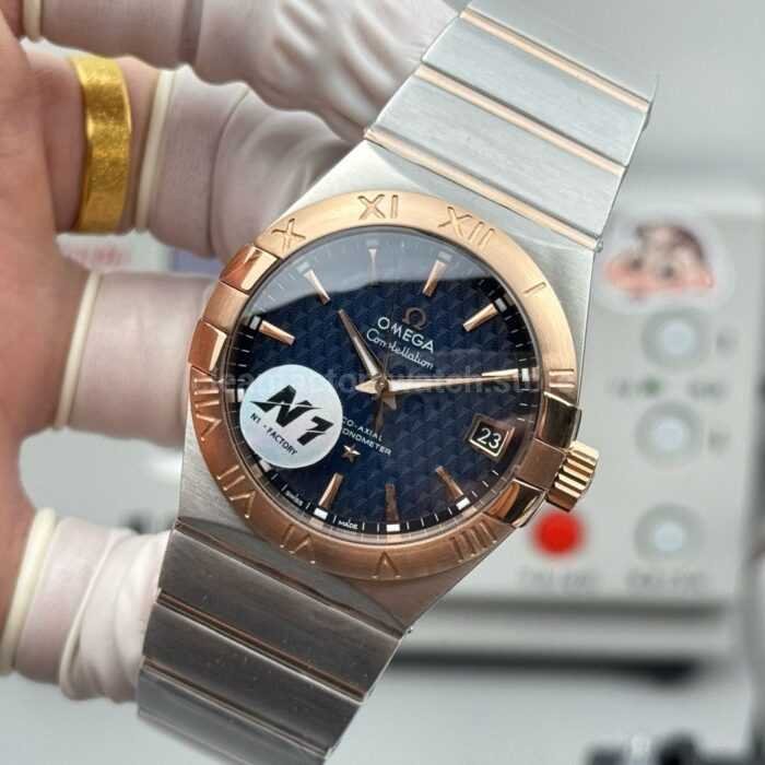 N1 Factory Omega Constellation 123.20.38.21.03.001 38mm Half Rose Gold Blue Dial - Image 5